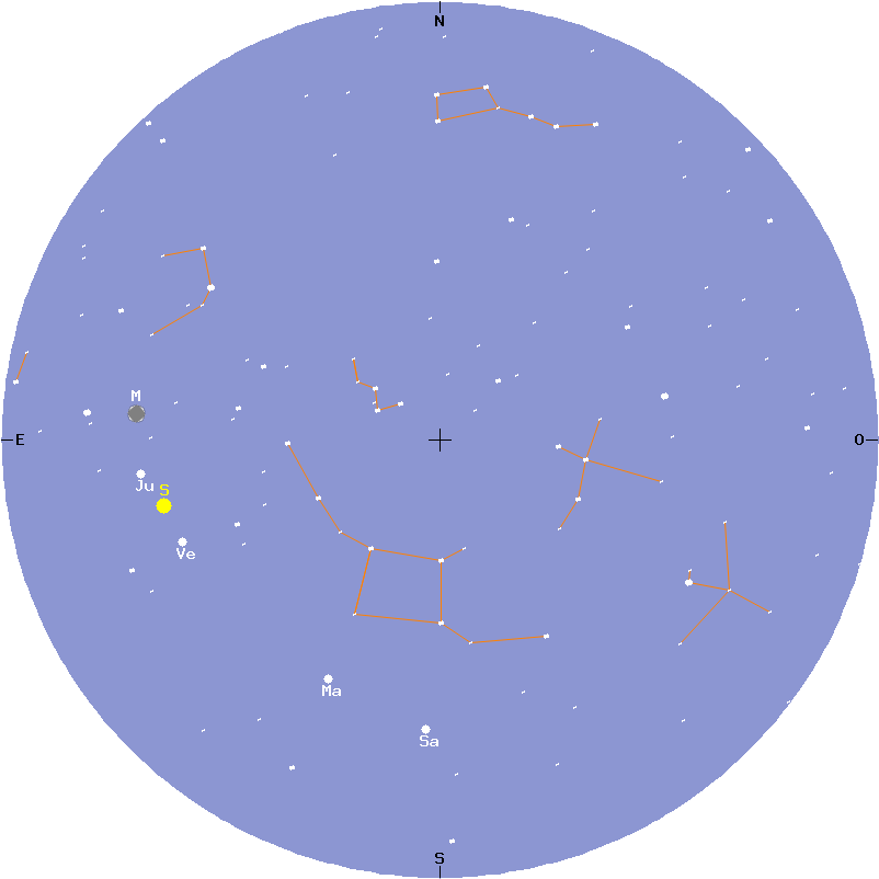 Stella luminosa accanto alla luna oggi Una mappa online del cielo notturno mostra le posizioni attuali delle stelle, dei pianeti, della luna e del sole nel cielo.